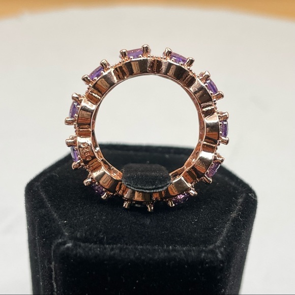 925 Sterling Silver Rose Gold‎ Color Oval Cut Amethyst Eternity Infinity Ring 9 - Picture 8 of 11